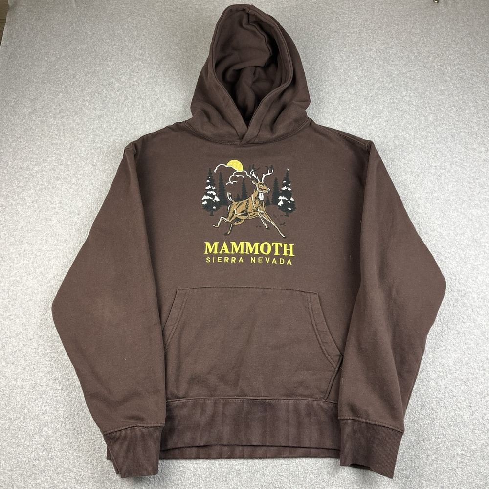 Old Navy Hoodie Mens Large Mammoth‎ Embroidered Deer Brown Sweatshirt Cabincore